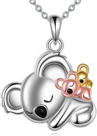 wholesale 925 Sterling Silver Koala and Friends Charm Necklace for Women-silver,gold,rose gold