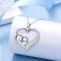 wholesale 925 Sterling Silver Mother and Child Heart Pendant Necklace for Mom Grandmother Wife Birthday Gifts-0-1