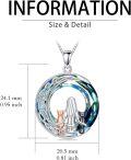 wholesale 925 Sterling Silver Blue Crystal Celtic Knot Cat & Mermaid Pendant Necklace-0-4