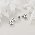 wholesale 925 Sterling Silver Platinum Plated Polished Teardrop Water Drop Stud Earrings For Women-0-3