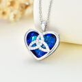 wholesale 925 Sterling Silver Metal Blue Crystal Celtic Knot Heart Pendant Necklace - Irish s for Women-0-1