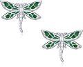 wholesale 925 Sterling Silver Dragonfly Stud Earrings Green Enamel Insect Minimalist s for Women Girls-0-0
