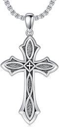 wholesale 925 Sterling Silver &  Celtic Crucifix Cross Pendant Necklace for Men and Women-0-0