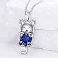 wholesale 925 Sterling Silver Birthstone Cat Pendant Necklace for Women-0-1