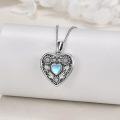 wholesale 925 Sterling Silver Heart-Shaped Photo Locket Pendant with Blue Stone and Sunflower Design - Mother's Day Gifts for Women-0-1