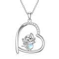 wholesale 925 Sterling Silver Heart Elephant Pendant Necklace Wholesale With Moonstone-0-0