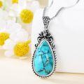 wholesale Sterling Silver Turquoise Vintage Native Western Birth Flower Pendant Necklace for Women-0-35