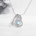 wholesale 925 Sterling Silver Moonstone Dog Bone Pendant Necklace for Women Girls-0-4