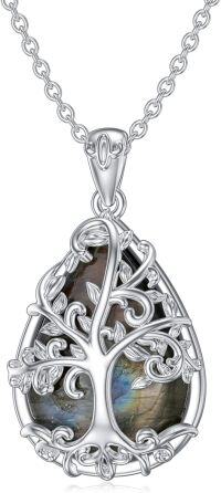 wholesale 925 Sterling Silver Labradorite Tree of Life Pendant Necklace-Tree of Life - Labradorite