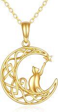 wholesale 14K Gold Moonstone Cat Pendant Necklace for Women - Birthday Gifts-0-0