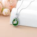 wholesale 925 Sterling Silver Green Jade Pendant Necklace with Blue Enamel Owl Design Gift for Her-0-10