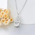 wholesale 925 Sterling Silver Pink Crystal Teardrop Pendant with Custom Engraving & Box Chain Necklace-0-1