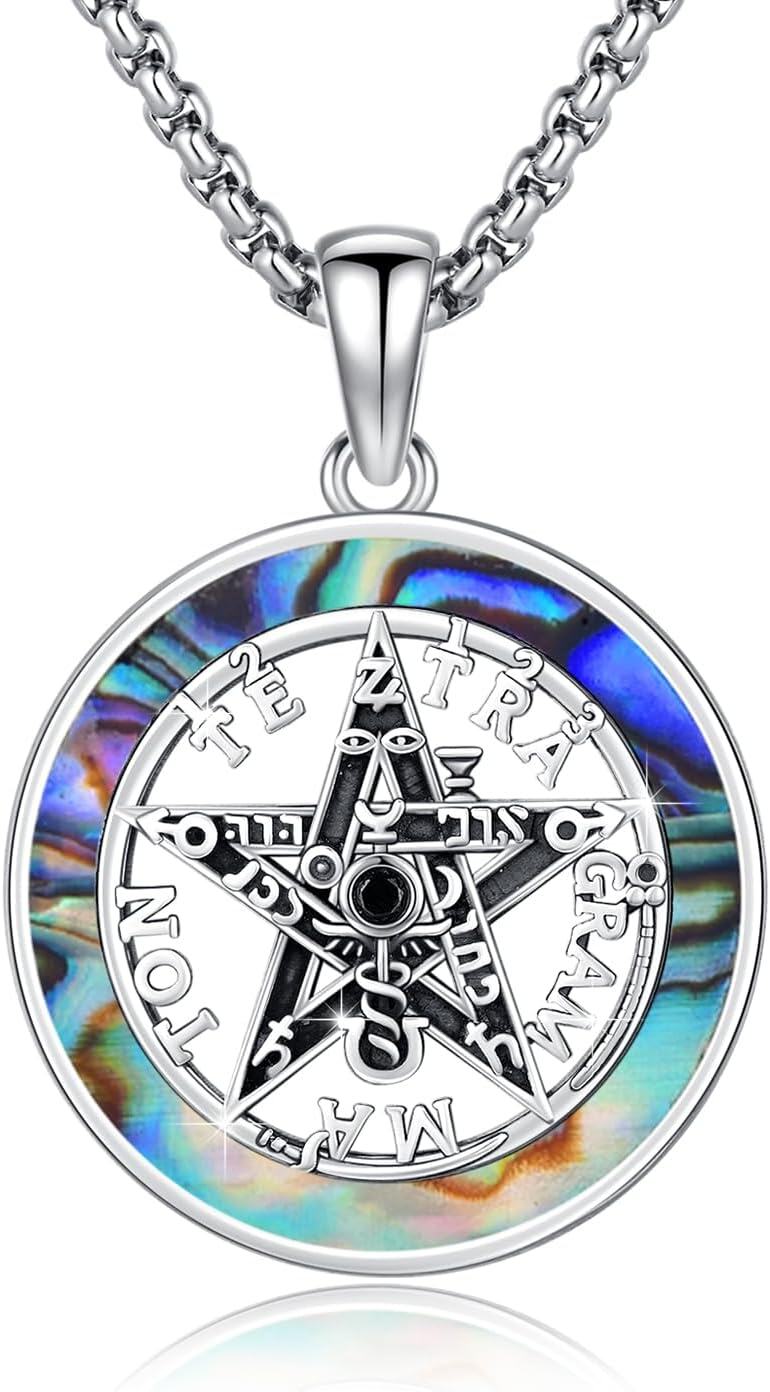 Sterling Silver Pentagram Pendant Necklaces for Women Men-0-0