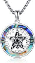 wholesale 925 Sterling Silver Abalone Shell Inlay Pentagram Necklace for Women and Men-0-0