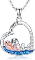 wholesale 925 Sterling Silver Seal Mother & Baby Heart Pendant Necklaces for Women Girls -0-0