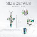 wholesale 925 Sterling Silver Abalone Shell Inlay Hummingbirds & Butterflies Cross Pendant Necklace Christian  for Women Girls-0-2