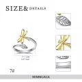 TOUPOP Sterling Silver Gemstone Bee Hummingbird Butterfly Ladybug Dragonfly Owl Open Rings-0-3