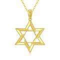 TOUPOP 14K Yellow Gold Star Of David Necklace For Women, 16+2 Inch-0-0