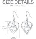 wholesale 925 Sterling Silver Heart Celtic Knot Drop Earrings Irish s for Women-0-3
