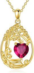 wholesale Sterling Silver Yellow Gold Plated Gemstone Tree of Life Pendant Necklace-0-53