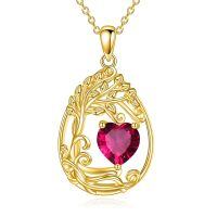 wholesale 925 Sterling Silver Heart Pendant Necklace Wholesale Gold Plated-07-Jul-Ruby