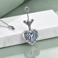 wholesale 925 Sterling Silver Heart-Shaped Abalone Shell Tree of Life Cremation Jewelry Urn Pendant Necklace with Chain and Funnel Set-0-2