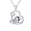 wholesale 925 Sterling Silver Mom Heart Shape Animal Pendant Necklaces for Women Girls Family Love Gift-0-120