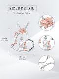 wholesale 925 Sterling Silver Rose Heart Mother Daughter Necklace - 0.78x0.87 Inch, 18+2 Inch Adjustable, Gift for Mom (60 characters)-0-4