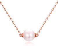 wholesale 14K Gold Chain with Freshwater Pearl Pendant (8mm) - Elegant Minimalist Design-Rose Gold