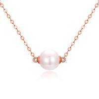 wholesale 14k White Gold Simple Freshwater Pearl Necklace-Rose Gold