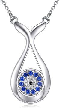 wholesale 925 Sterling Silver Teardrop Evil Eye Mermaid Pendant Necklaces s for Women and Girls-Evil Eyes
