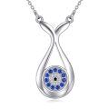 wholesale 925 Sterling Silver Evil Eye Pendant Necklace Blue Gemstone-0-0