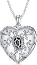 wholesale TOUPOP Locket Necklace 925 Sterling Silver Ocean Jewelry Created Cute Turtle Necklace With Crystal Birthday Anniversary Graduation Gifts For Women Wife Her (turtle Photo Locket) -0-0