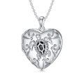 TOUPOP Sterling Silver Crystal Turtle Photo Locket Necklace Ocean Jewelry Gifts-0-0