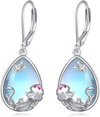wholesale 925 Sterling Silver Teardrop Moonstone Starfish Drop Earrings-Jellyfish