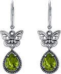 wholesale 925 Sterling Silver Butterfly Earrings with Austrian Simulated Birthstone Crystals Vintage Retro Oxidized Dangle Drop Jewelry Gifts for Women-0-0