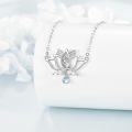 wholesale 925 Sterling Silver Lotus Flower Om Symbol with Blue Moonstone and Cubic Zirconia Pendant Necklace for Women Girls  43cm Chain Length-0-2
