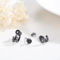 wholesale 925 Sterling Silver Black CZ Detachable Stud Earrings Punk Fashion s for Women Men-0-1