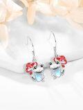wholesale 925 Sterling Silver Frog with Mushroom and Heart Moonstone Drop Earrings for Girls-0-1