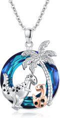 wholesale 925 Sterling Silver Blue Crystal Palm Tree Dino Family Pendant Necklaces for Mother & Daughter Gifts-0-0
