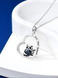 wholesale 925 Sterling Silver & Crystal Panda Mother Daughter Necklace - Heart Pendant with I Love You Forever Engraved - Adjustable 18-20 Chain - Hypoallergenic Gift for Women-0-1