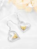 wholesale 925 Sterling Silver Hypoallergenic Heart-Shaped Honeycomb Dangle Drop Bee Earrings with Cubic Zirconia Stones for Women-0-3