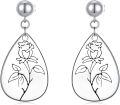 wholesale Sterling Silver Floral Teardrop Earrings w Birth Flower Engraved Gift for Women-0-10