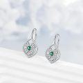 wholesale 925 Sterling Silver Emerald & Cubic Zirconia Four-Leaf Clover Drop Earrings for Women Irish Lucky Charm s-0-2
