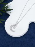 wholesale 925 Sterling Silver 925 Crescent Moon & Sun Moissanite Pendant Necklace for Women-0-4