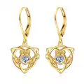 wholesale 10K Gold Celtic Knot Heart Shape CZ Drop Earrings Wholesale for Women Irish Style-0-0
