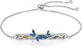 wholesale 925 Sterling Silver Blue Opal Dragonfly & Leaf Bolo Bracelet - Adjustable Celtic Moon Charm  for Her-0-0