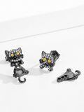 wholesale 925 Sterling Silver Gun Black Plated Cat Cz Drop Earrings For Women-0-1