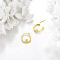 wholesale 10K Gold Piglet Floral Hoop Earrings - Fine for Women & Girls-0-3