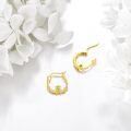 wholesale 10K Gold Piglet Floral Hoop Earrings - Fine for Women & Girls-0-3